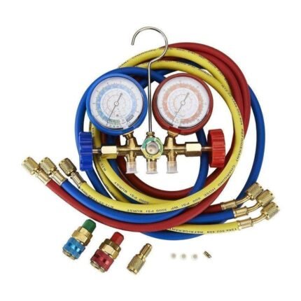 5FT AC Diagnostic Manifold Freon Gauge Set for R134A, R12, R22, R502, with Couplers and Adapter for Car A/C Systems
